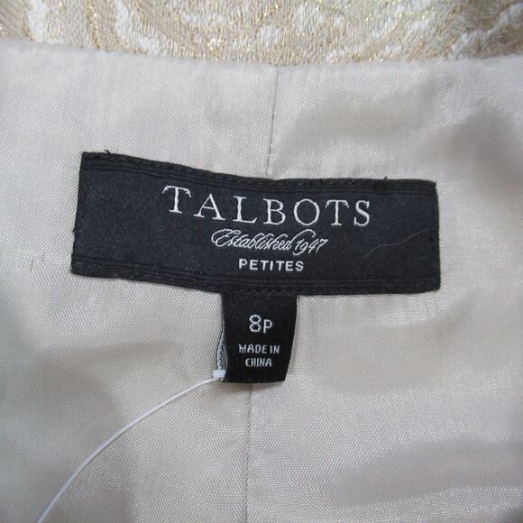 Talbots Jacket Womens Sz 8P Cream Gold Metallic Damask Church Lady Quiet Luxury - Picture 2 of 10